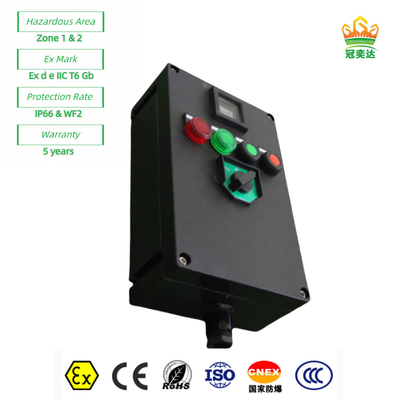 Exproof Flameproof Control station panel Box Ex e whole plastic(GRP) customizable IP66 220v 380V 10A
