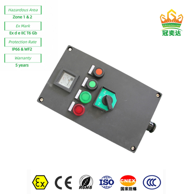 Exproof Flameproof Control station panel Box Ex e whole plastic(GRP) customizable IP66 220v 380V 10A