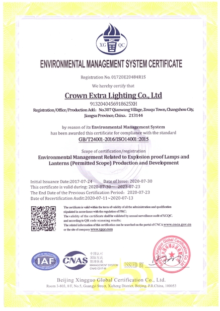 China crown extra lighting co. ltd Certification